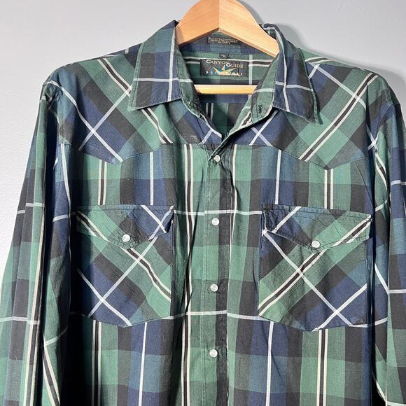 Canyon Guide Plaid Button Down Shirt Mens 2XL Green Blue Woven Workwear - Picture 7 of 8